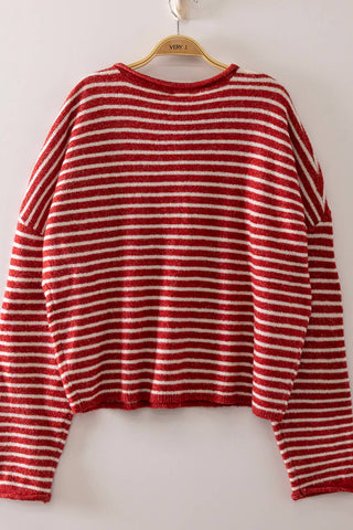 Button Down Stripe Sweater