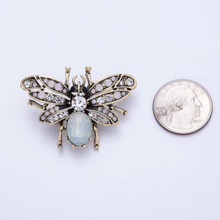 Vintage Silver 47.3mm x 33.5mm CZ Fly Insect Pin Brooch | BH-020