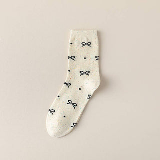 Preppy Bow Print Colored Dots Socks