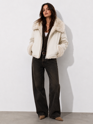 Dumbo Reversible Faux Fur & Leather Bomber Jacket Fur Jacket