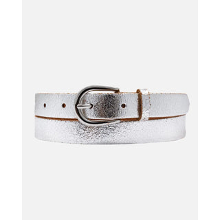 Eva metallic leather belt in silver by Amsterdam Heritage