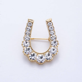 Gold Gradient Rhinestone Horseshoe Pin Brooch | BH-043