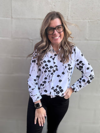 Knit Button Down Floral by Liverpool