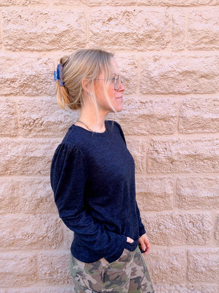 Long Sleeve Crewneck Navy Melange by Liverpool