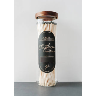Black Fireplace Matches in Wood Lid Jar: Halloween decor