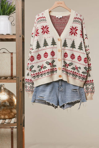 Christmas Forest Knit Sweater Cardigan
