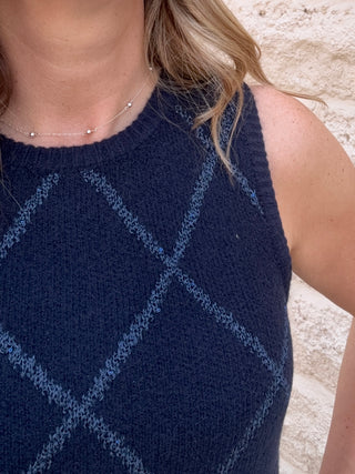Navy Sleeveless Sweater with Sparkle by Dex