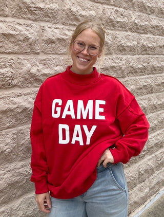 Game Day & Sunday Funday Reversible Sweatshirt - Red by Panache