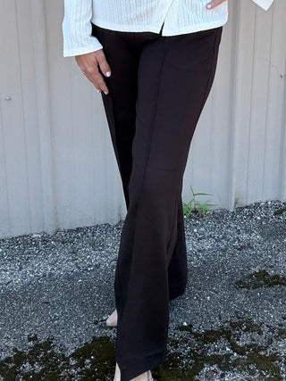 Kayla Pull On Wide Leg Trouser 31 Ins - Brown Truffle