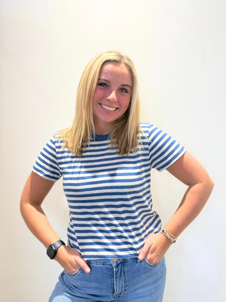 Tourist Striped Tee Calypso Blue Indigo by Z Supply