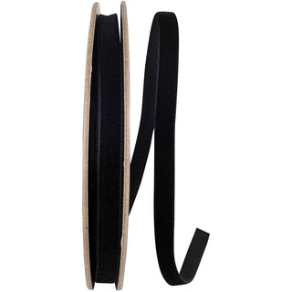 Woven Edge Velvet Ribbon, Black, 3/8 In, 10 Yards