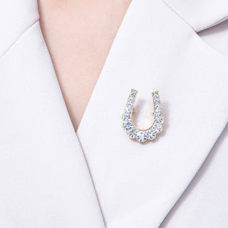Gold Gradient Rhinestone Horseshoe Pin Brooch | BH-043