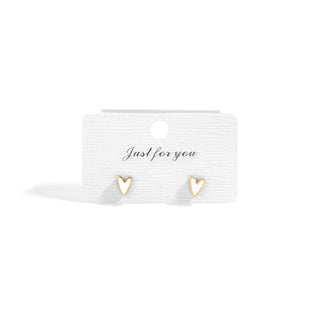 18K Gold PVD Stainless Steel White Heart Stud Earrings