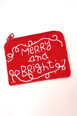 CHRISTMAS HOLIDAY SEED BEAD POUCH COIN PURSE | 91P760