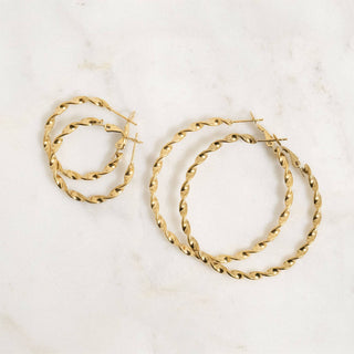 18K Gold PVD Stainless Steel Twist Hoop Earrings