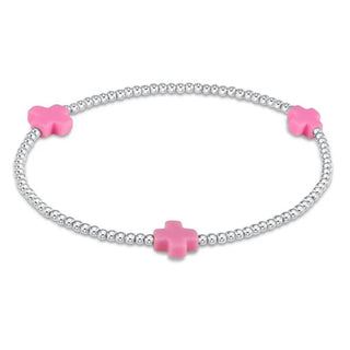 Signature Cross 2mm Bracelet Bright Pink