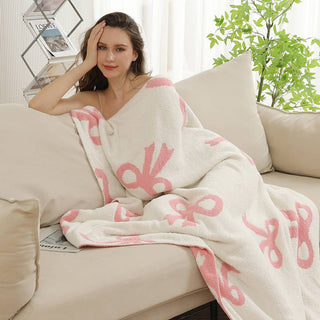 Bow Printed Cozy Soft Throw Blanket