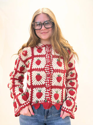 Berrylicious Crotchet Cardigan Sweater