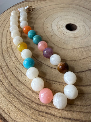 Multi Stone Bubble Necklace