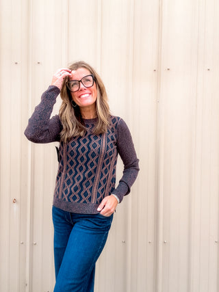Crewneck Sweater - Navy/Brown by Liverpool