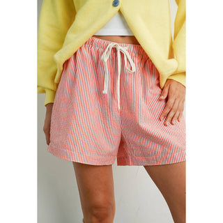 Casual Striped Drawstring Shorts - BMP7940: YELLOW MULTI / M