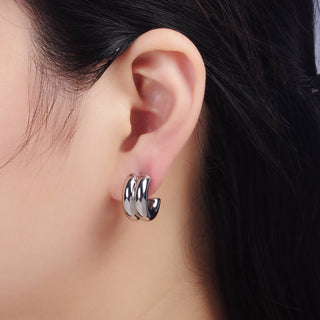 24k Gold Filled Double Band Hoop Earrings