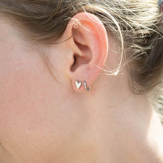 18K Gold PVD Stainless Steel White Heart Stud Earrings