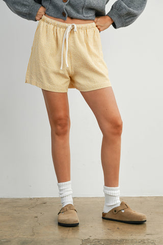 Casual Striped Drawstring Shorts - BMP7940: YELLOW MULTI / M