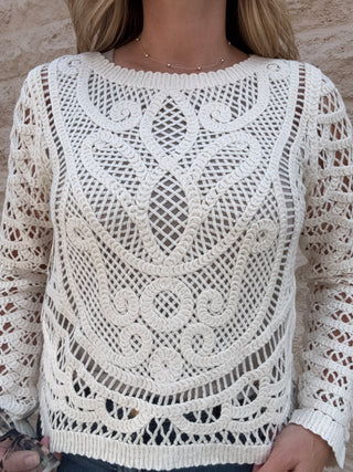 Open Knit Crochet Sweater by Dex