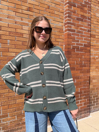 Boyfriend Striped Cardigan Hunter