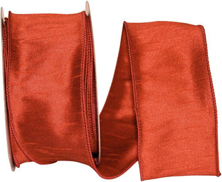 Dupioni Supreme Wired Edge Ribbon, Rust, 2-1/2 In, 20 Yards
