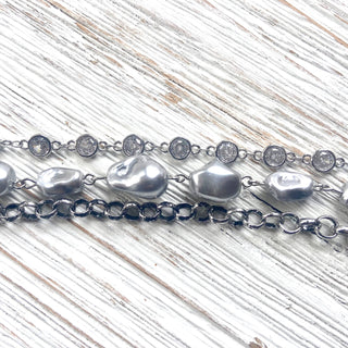 Gray Baroque pearl bracelet triple strand