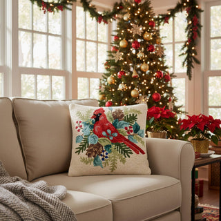 Holiday Cardinal Hook Pillow