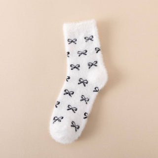 Bow Fluffy Home Plush Socks