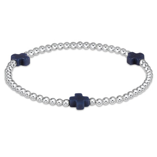 Signature Cross 3mm Sterling Bracelet - Navy