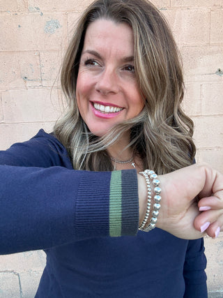 Colorblock Sweater Navy by Liverpool