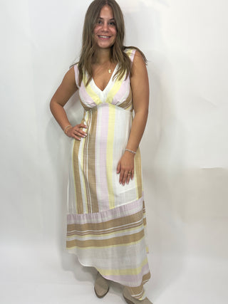 Bias Stripe V-neck Dress by Liverpool