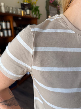 Asher Tee Tan & White Stripe