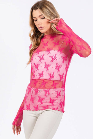 White Lace Long Sleeve Layering Top