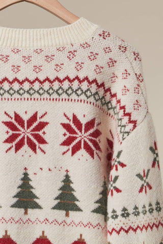 Christmas Forest Knit Sweater Cardigan