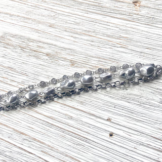 Gray Baroque pearl bracelet triple strand