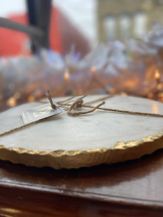 Round Marble & Gold Cheese Board