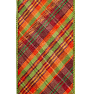 Plaid Tierra Sage Diagonal Fused, Sage, 4 In, 5 Yards