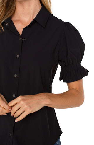 Elbow Puff Sleeve Blouse by Liverpool Black