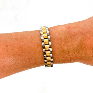 Gold Silver Bracelet Mix: Large Gold Flat Texture Cuff Bracelet