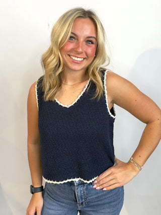 Yessina Whipstitch Tank Navy by Z Suppy
