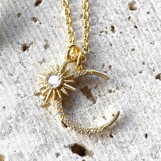 Sun moon celestial charm Necklace: 16”