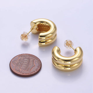24k Gold Filled Double Band Hoop Earrings
