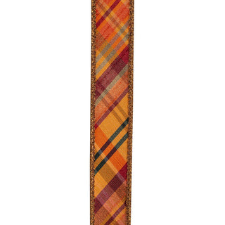 Tierra Tonal Diagonal Plaid Fused, Copper, 1 In, 10 Yards