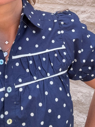 Navy Dot Top
